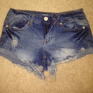 Medium Wash Distressed Shorts